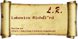 Lebovics Richárd névjegykártya